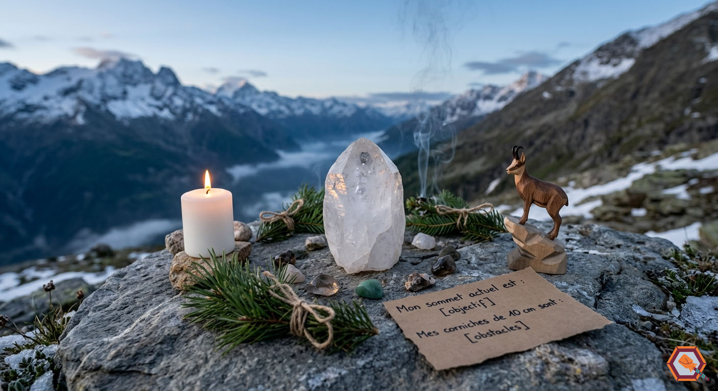 méditation chamois animal totem rituel montagne cristal roche sommet altitude