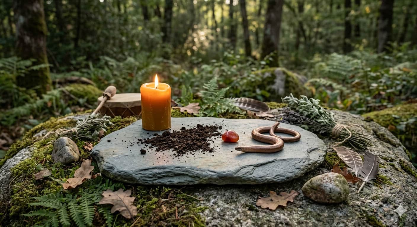 meditation orvet animal totem rituel transformation interieure bougie ambre pierre plate meditation orvet animal totem rituel transformation interieure bougie ambre pierre plate