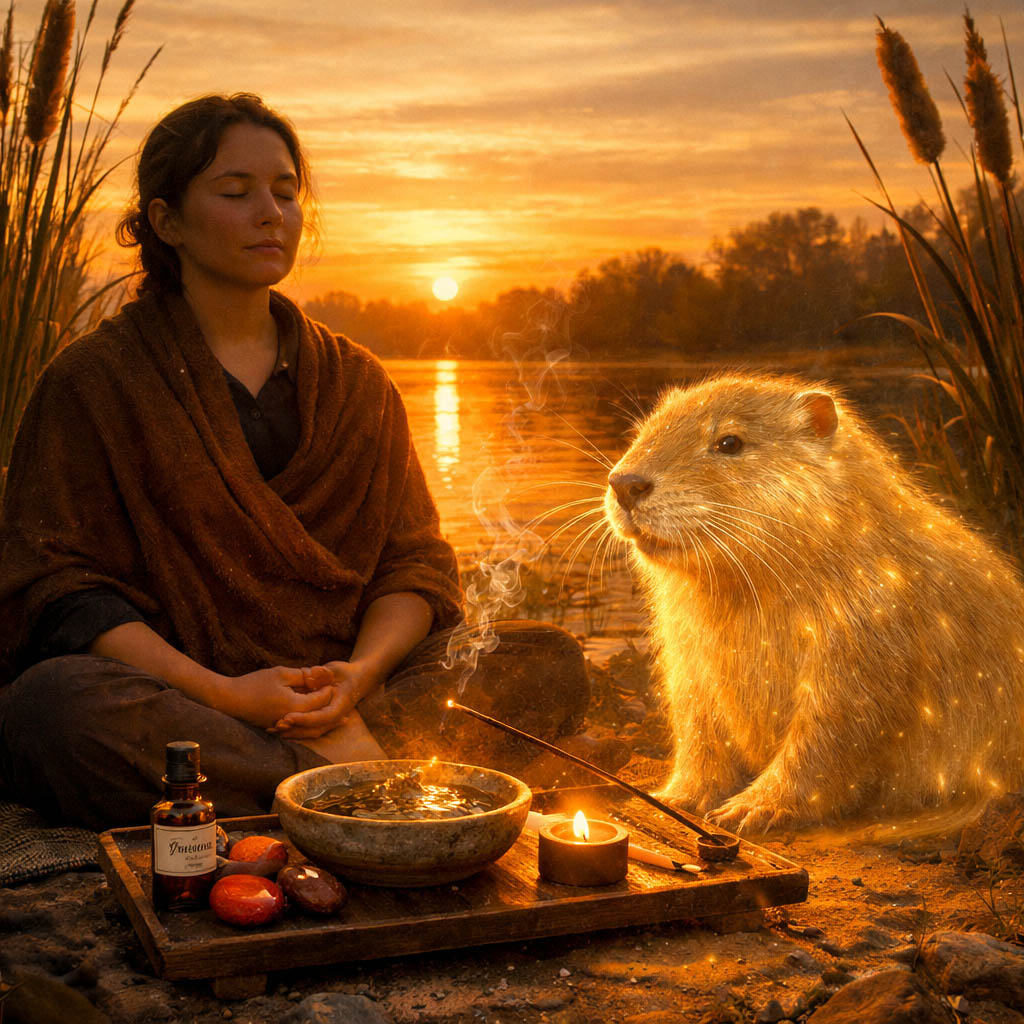 méditation ragondin animal totem rituel spirituel pratique chamanique pierres huiles