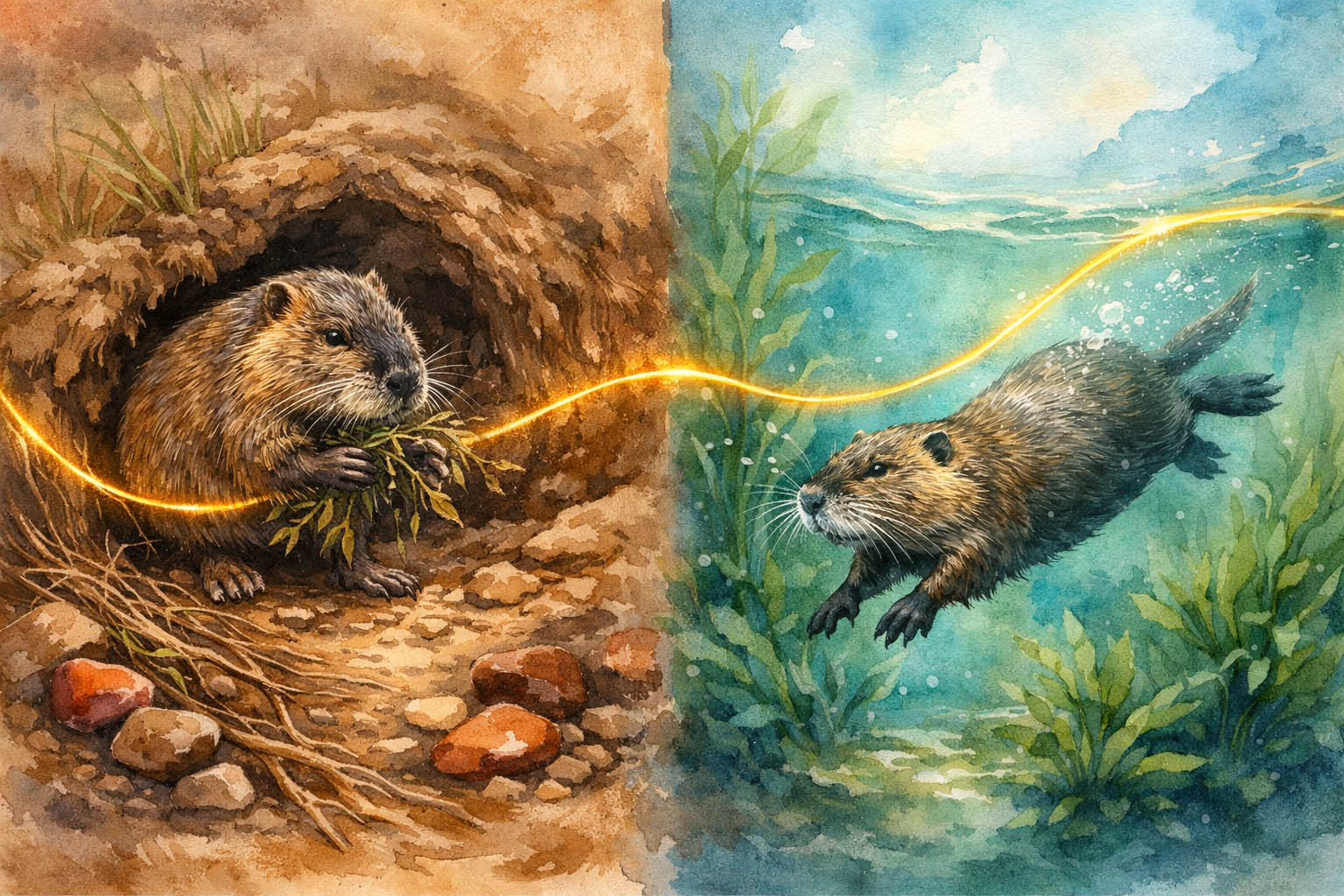 ragondin symbolique spirituelle terre eau dualité adaptabilité animal totem