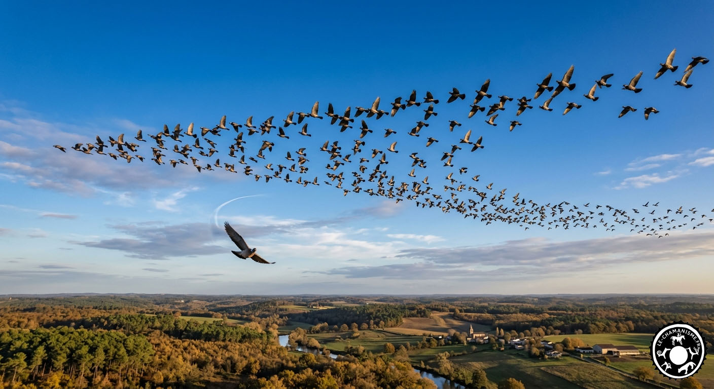 palombe signification spirituelle aigle blanc migration vol formation
