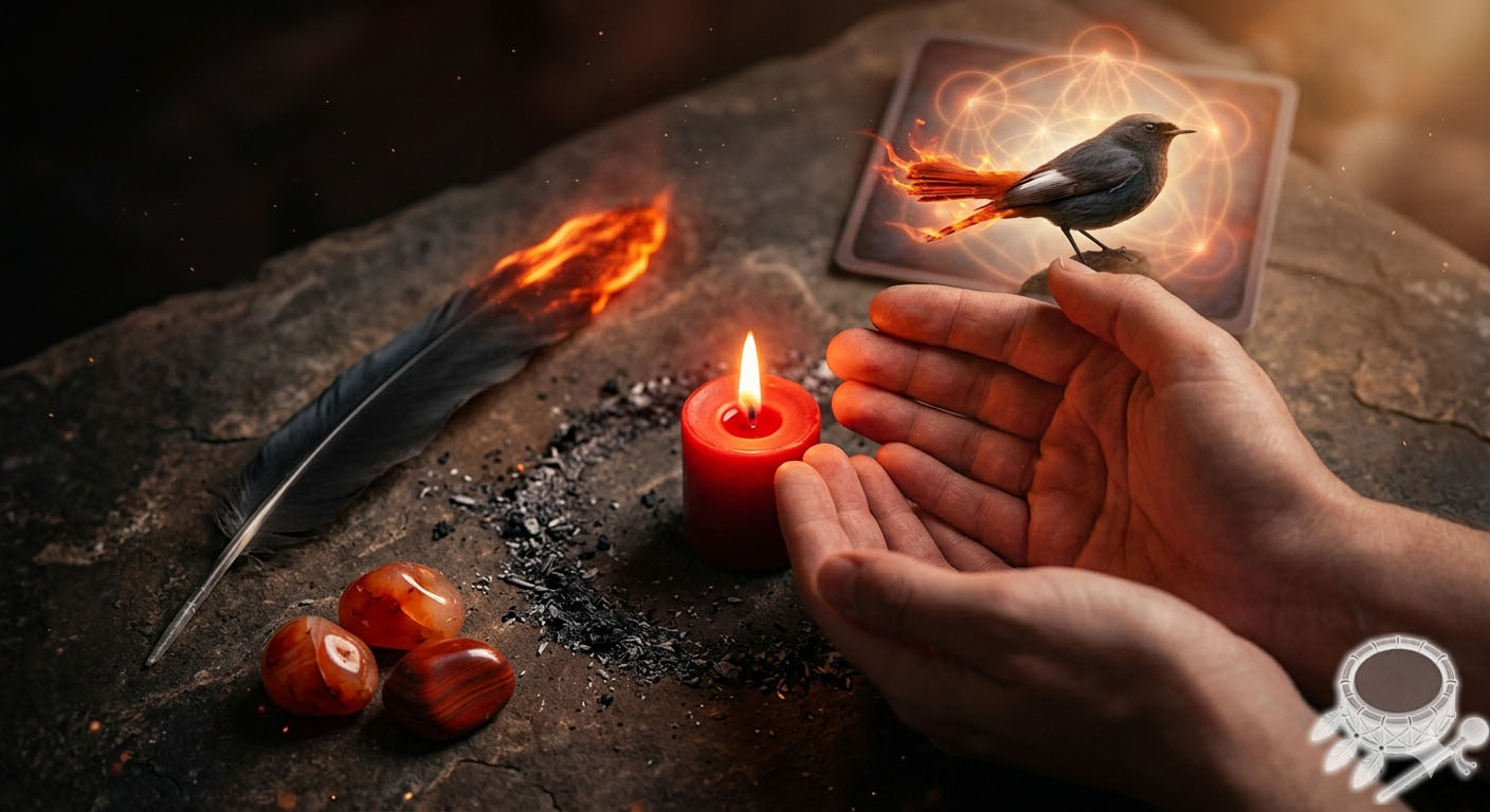 méditation rougequeue noir animal totem pratique rituel feu intérieur